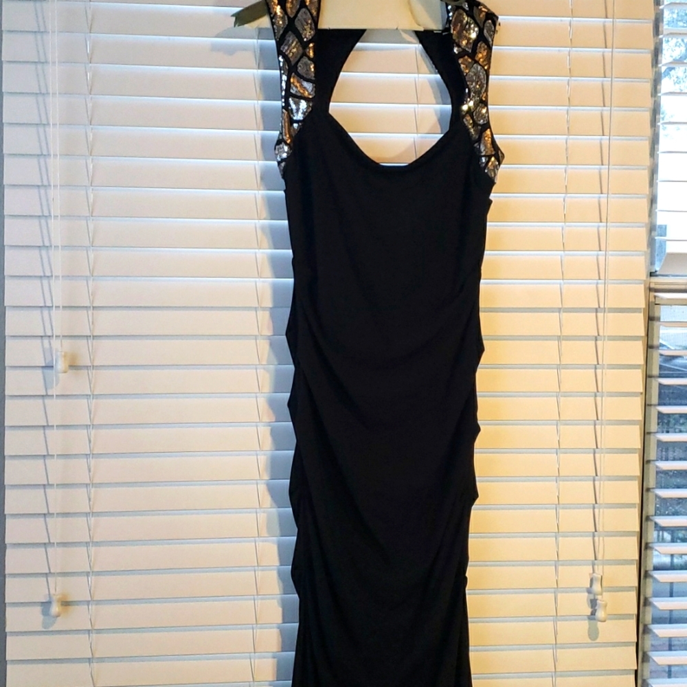 Black, sequin detail formal gown